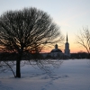 Зимний пейзаж с церковью. Автор: Belova Galina